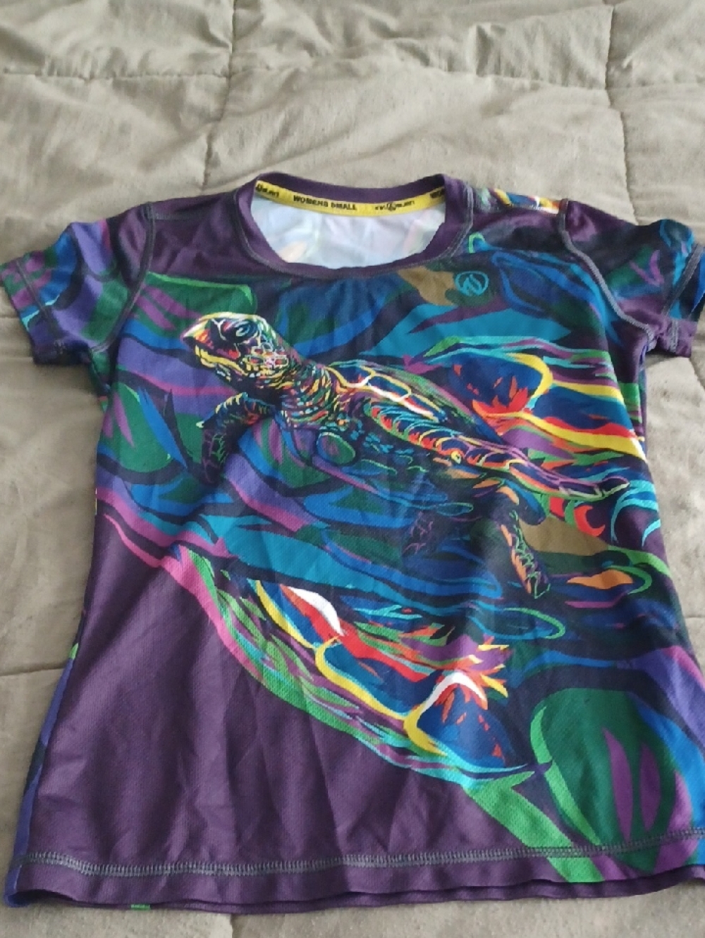 INKnBURN Women's Short Sleeve Tee - Purple with Multicolor Turtle Graphic